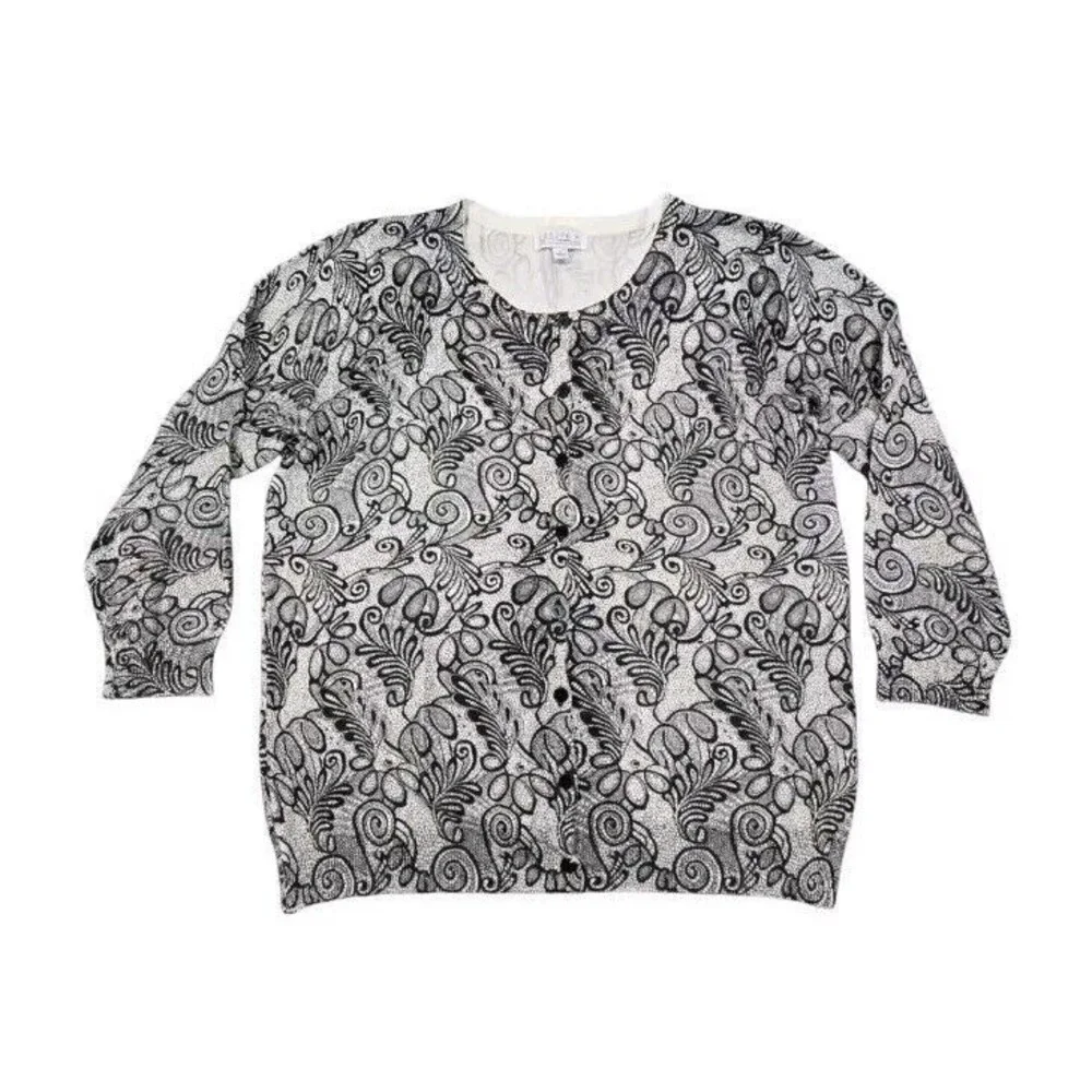 Joseph A. Button Down Cardigan Sweater Paisley Print Womens Size XL - Picture 1 of 4